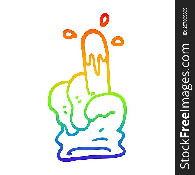 rainbow gradient line drawing of a cartoon medical glove