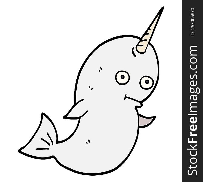 Cartoon Doodle White Narwhal
