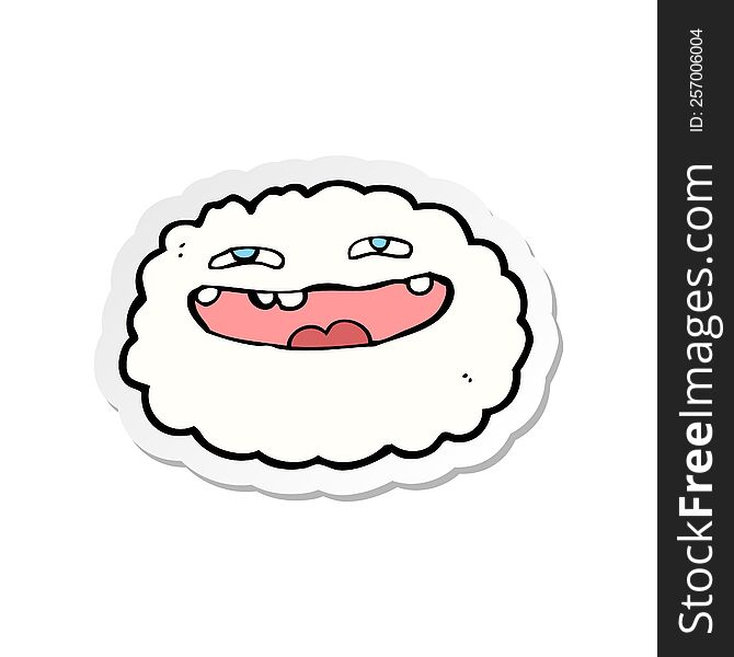 sticker of a happy cartoon cloud