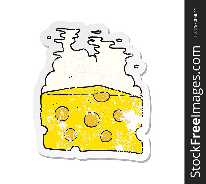 Retro Distressed Sticker Of A Cartoon Cheese