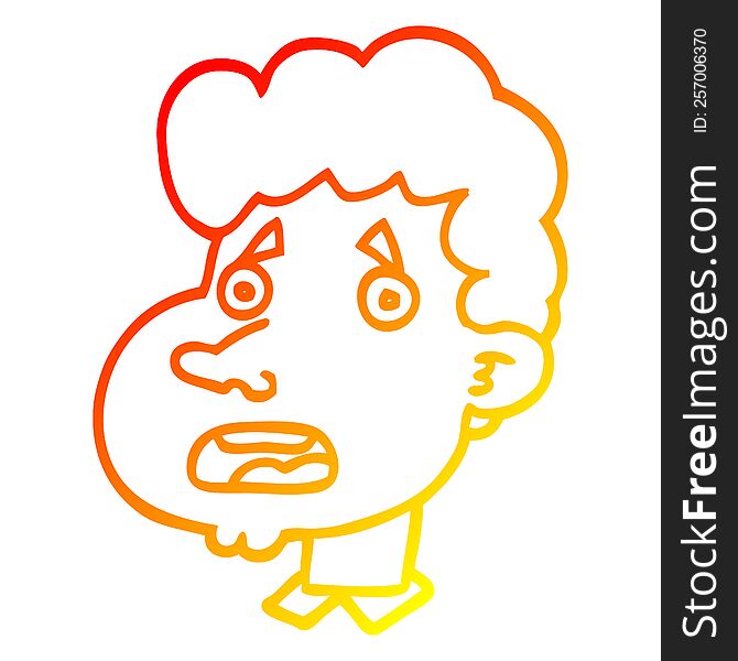 warm gradient line drawing of a cartoon shocked man