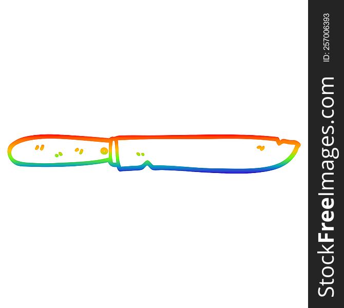 rainbow gradient line drawing of a cartoon bread knife