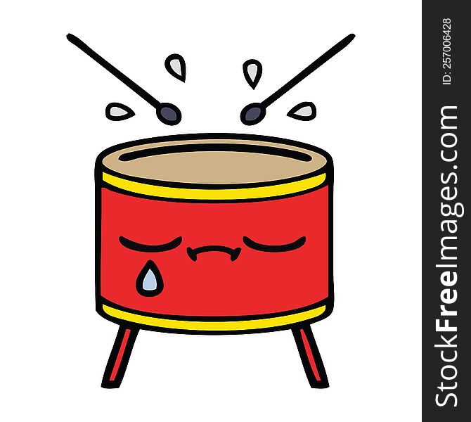 cute cartoon of a sad drum. cute cartoon of a sad drum