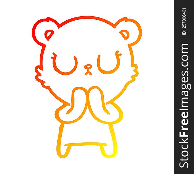 warm gradient line drawing of a peaceful cartoon bear cub