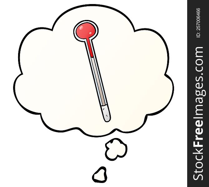 cartoon thermometer with thought bubble in smooth gradient style