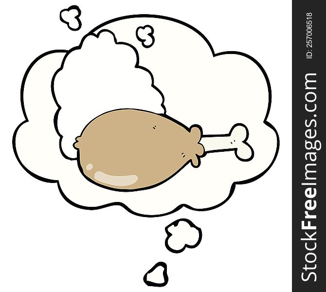 cartoon chicken leg with thought bubble. cartoon chicken leg with thought bubble