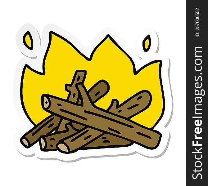 Sticker Of A Quirky Hand Drawn Cartoon Campfire