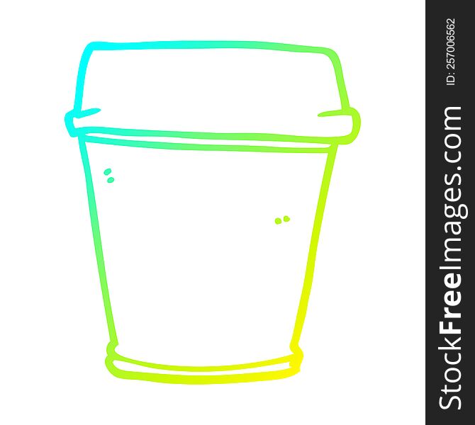 cold gradient line drawing of a cartoon take out coffee