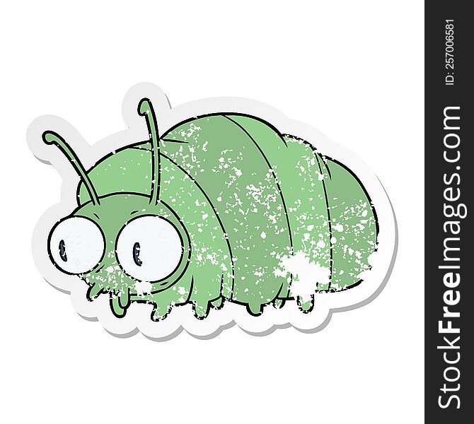 distressed sticker of a funny cartoon bug