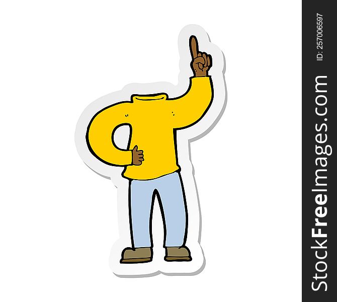 sticker of a cartoon headless body with raised hand