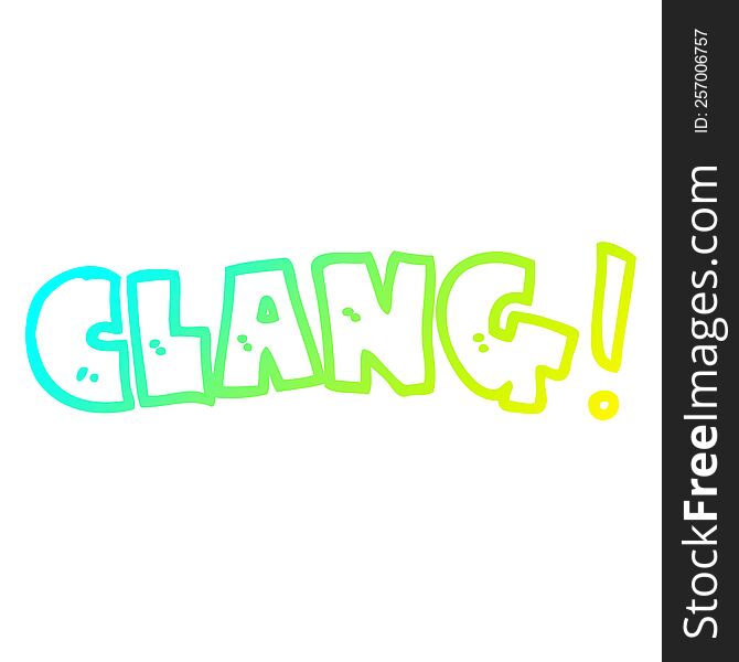 cold gradient line drawing of a cartoon word clang