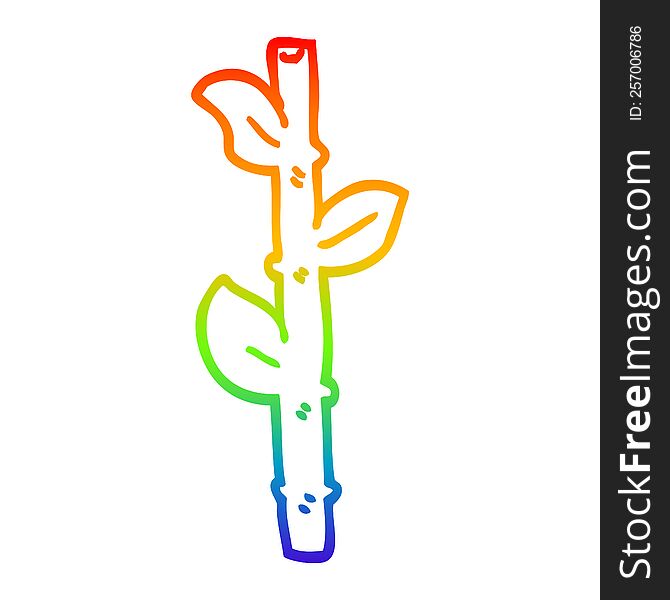 rainbow gradient line drawing of a cartoon bamboo
