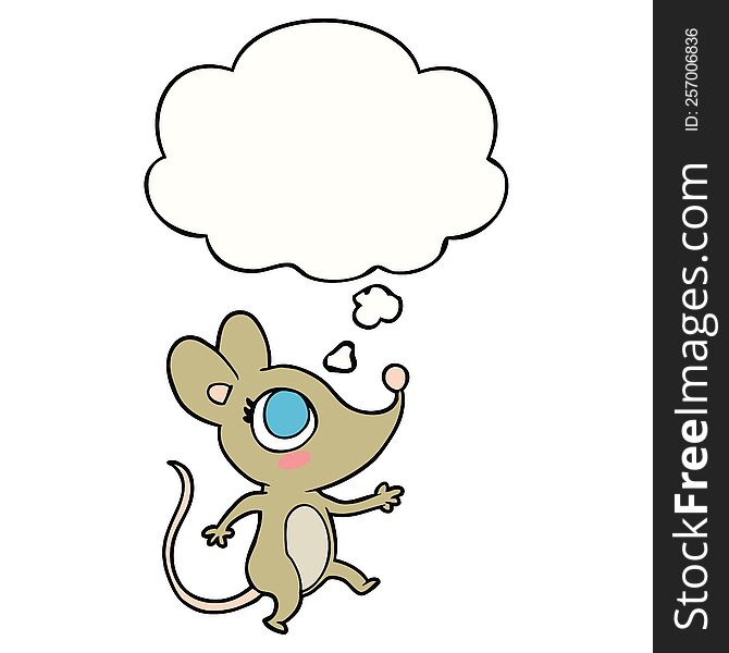 cartoon mouse with thought bubble. cartoon mouse with thought bubble