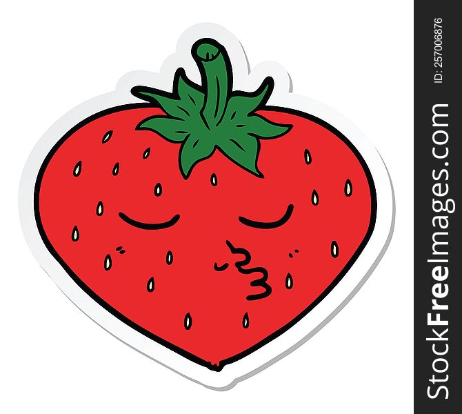 sticker of a cartoon strawberry