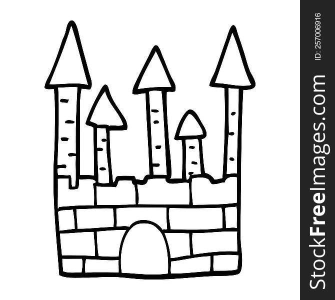 line drawing cartoon traditional castle