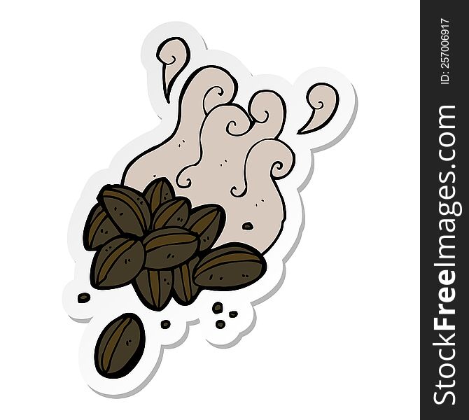 Sticker Of A Cartoon Coffee Beans