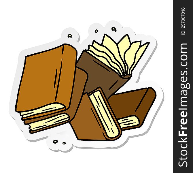 Sticker Cartoon Doodle Of A Collection Of Books