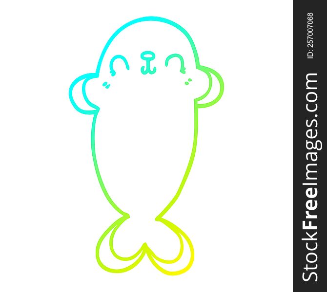 Cold Gradient Line Drawing Cartoon Seal