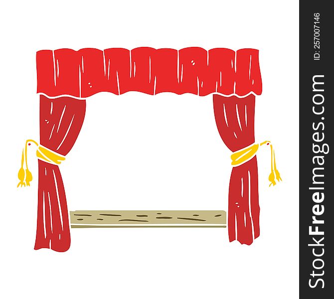 flat color style cartoon open curtains. flat color style cartoon open curtains