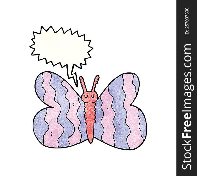 Speech Bubble Textured Cartoon Butterfly
