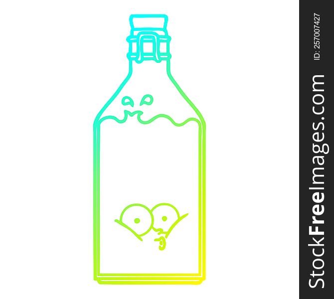 cold gradient line drawing of a cartoon old bottle