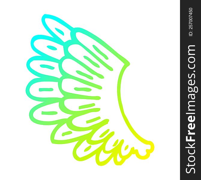 cold gradient line drawing of a cartoon wings