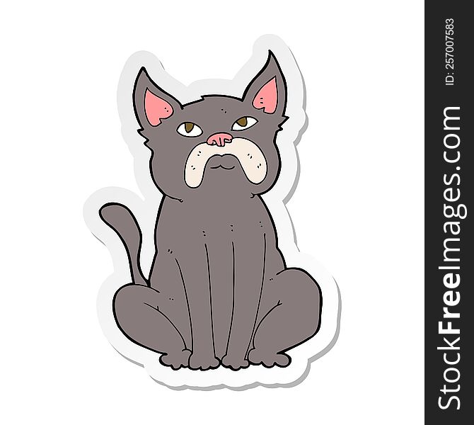 Sticker Of A Cartoon Grumpy Little Dog