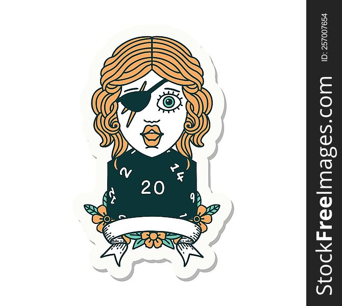 Human Rogue With Natural 20 Dice Roll Sticker