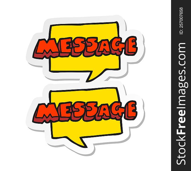 sticker of a cartoon message texts