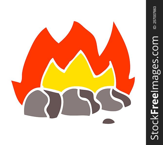Flat Color Illustration Cartoon Burning Coals