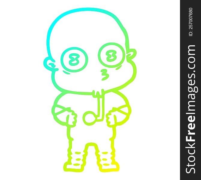 Cold Gradient Line Drawing Cartoon Weird Bald Spaceman