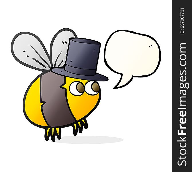 Speech Bubble Cartoon Bee In Top Hat