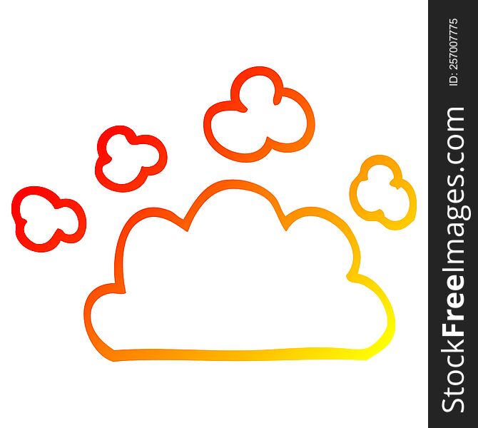 Warm Gradient Line Drawing Cartoon Weather Cloud