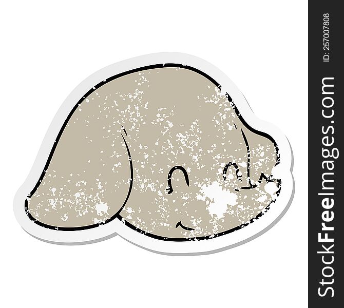 distressed sticker of a cartoon elephant face