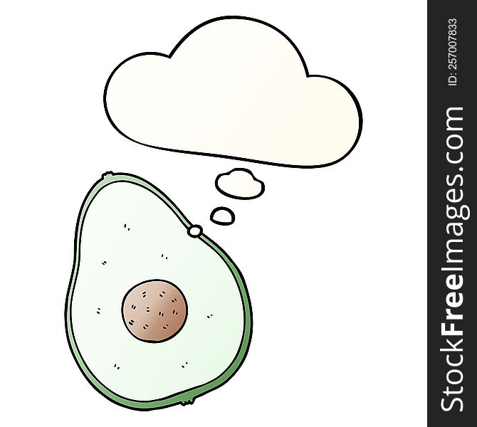 Cartoon Avocado And Thought Bubble In Smooth Gradient Style