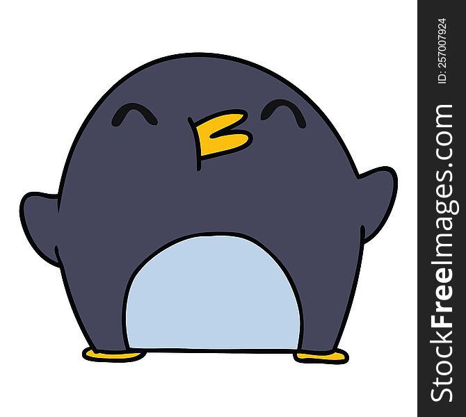 freehand drawn cartoon cute kawaii penguin. freehand drawn cartoon cute kawaii penguin