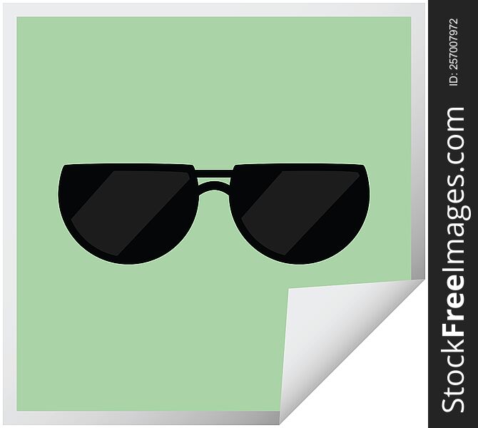 sunglasses graphic vector illustration square sticker. sunglasses graphic vector illustration square sticker