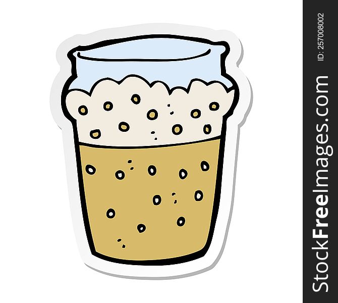 Sticker Of A Cartoon Glass Of Beer