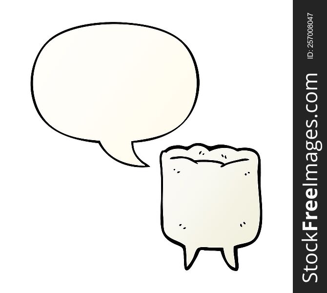Cartoon Tooth And Speech Bubble In Smooth Gradient Style