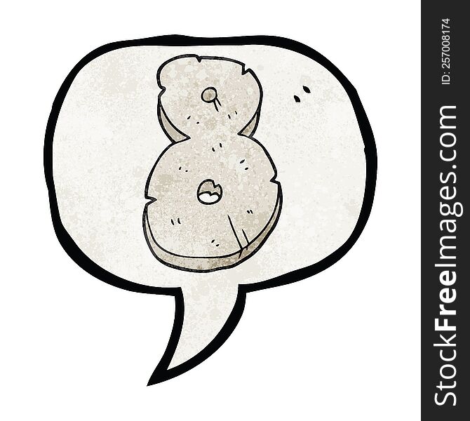 freehand speech bubble textured cartoon stone number eight