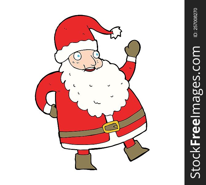 Funny Waving Santa Claus Cartoon