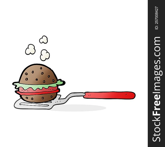 Cartoon Spatula With Burger
