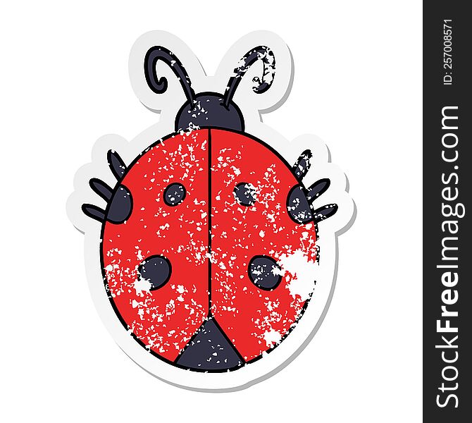 distressed sticker of a cartoon ladybug