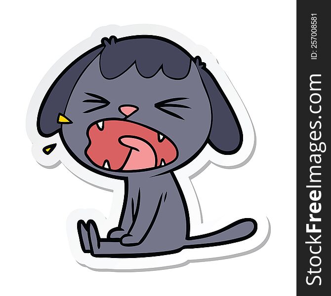 sticker of a cute cartoon dog barking