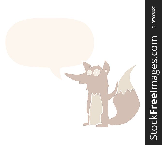 Cartoon Wolf And Speech Bubble In Retro Style