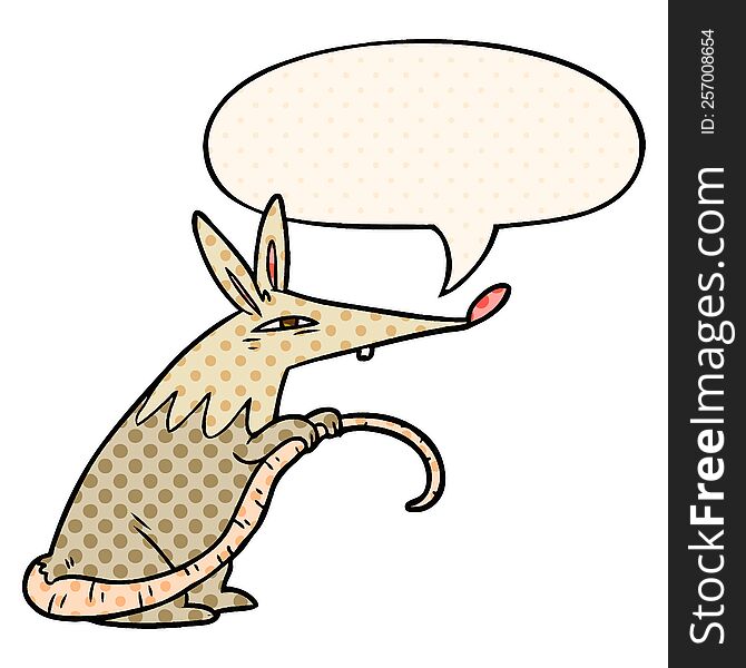 Cartoon Sneaky Rat And Speech Bubble In Comic Book Style