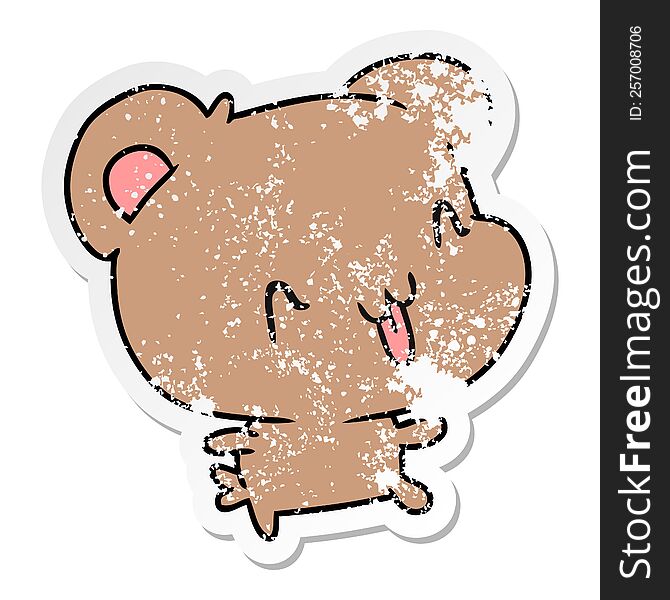 Distressed Sticker Cartoon Kawaii Cute Happy Hamster