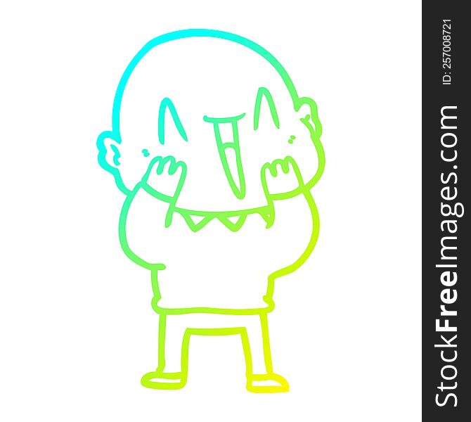 Cold Gradient Line Drawing Happy Cartoon Bald Man