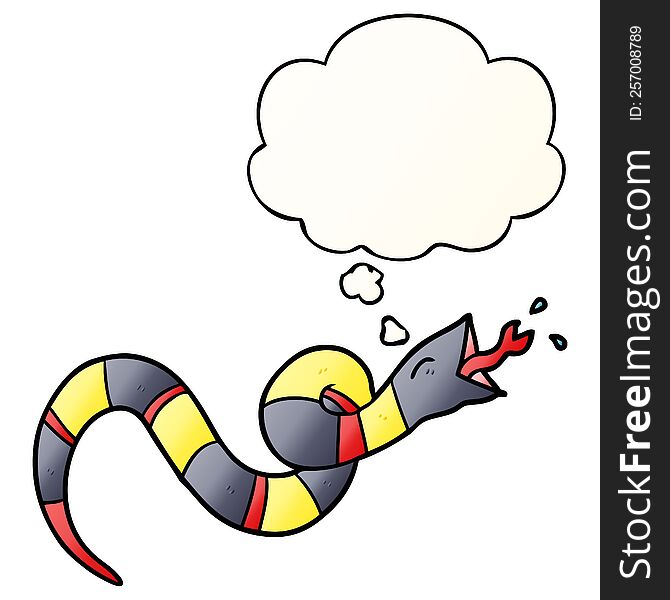 Cartoon Hissing Snake And Thought Bubble In Smooth Gradient Style