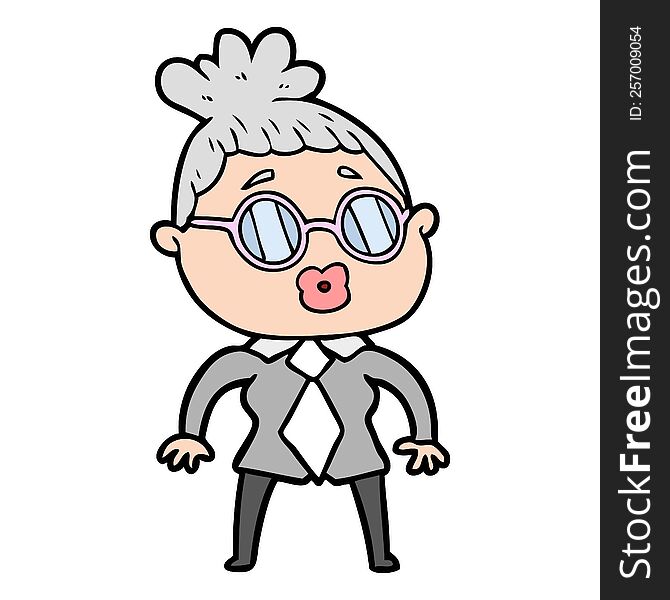 cartoon office woman wearing spectacles. cartoon office woman wearing spectacles